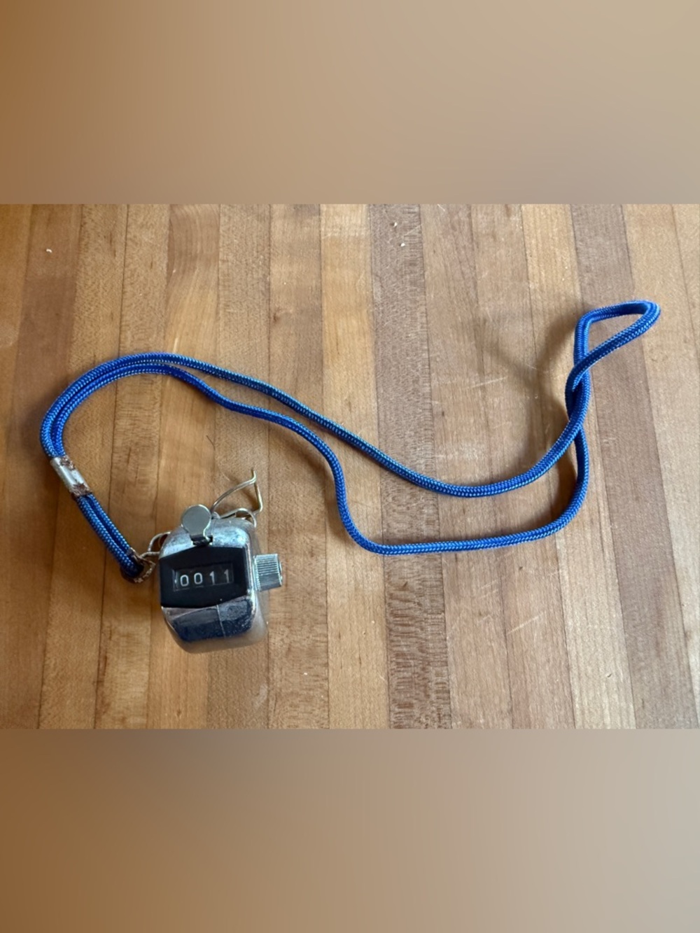Handheld Metal Tally Counter with Blue Lanyard